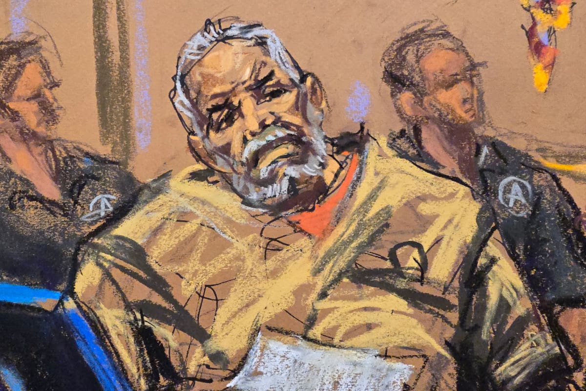 AME1392. NUEVA YORK (ESTADOS UNIDOS), 20/07/2026.- Fotografía de un dibujo realizado por la artista Jane Rosenberg donde aparece el narcotraficante mexicano Ismael 'El Mayo' Zambada condenado a cadena perpetua este lunes, tras ser hallado culpable de tráfico de cocaína y fentanilo por la Justicia estadounidense. EFE/ Jane Rosenberg