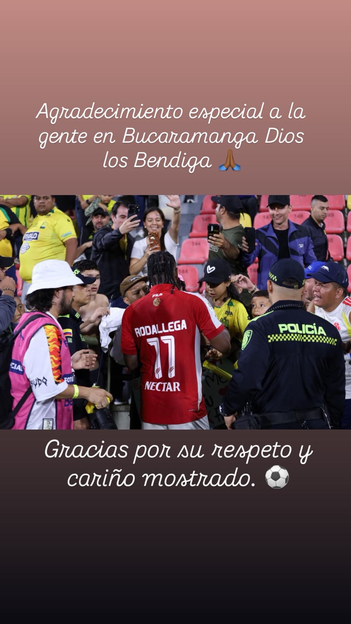 El mensaje de Hugo Rodallega a la hinchada del Atlético Bucaramanga. Foto: Redes sociales Hugo Rodallega.
