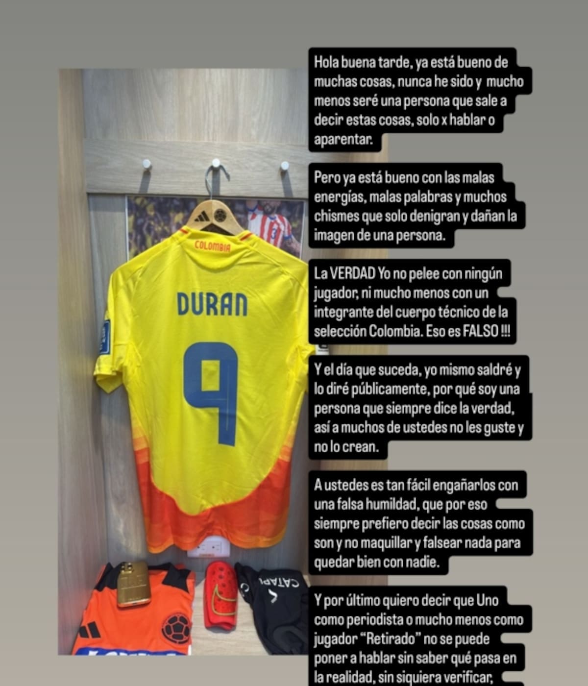 El mensaje de Jhon Durán FOTO:INSTAGRAM
