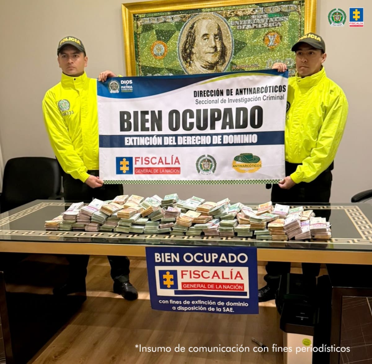 Autoridades desarticularon banda que exportaba droga desde terminales aéreas. Ocuparon propiedades por 20.000 millones de pesos tras rastreo de activos. | Foto: Suministrado.