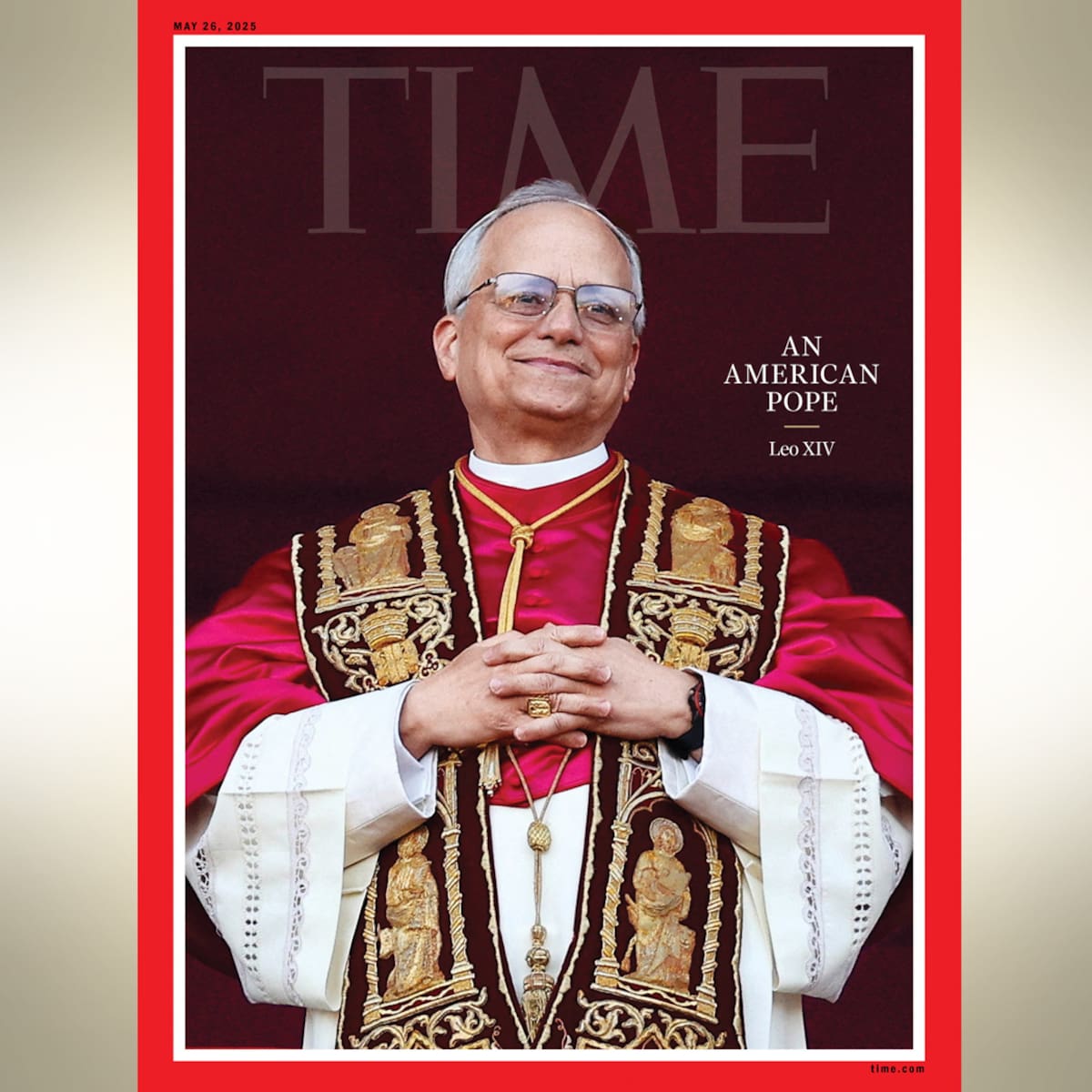 Fotografía tomada de una publicación en la cuenta de X de la revista @TIME donde se muestra una portada con la imagen del papa León XIV y el texto "Un papa americano". EFE/VANGUARDIA