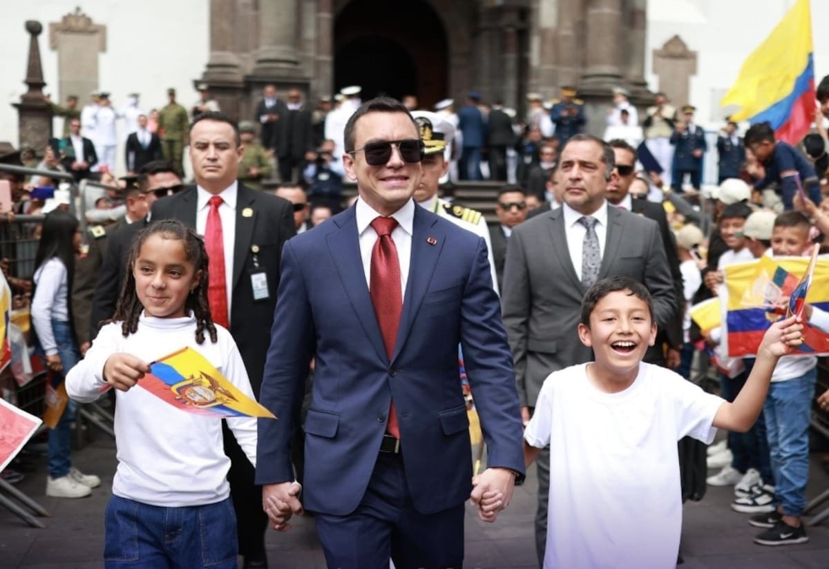 El presidente de Ecuador, Daniel Noboa, durante el acto de posesión para su segundo mandato.