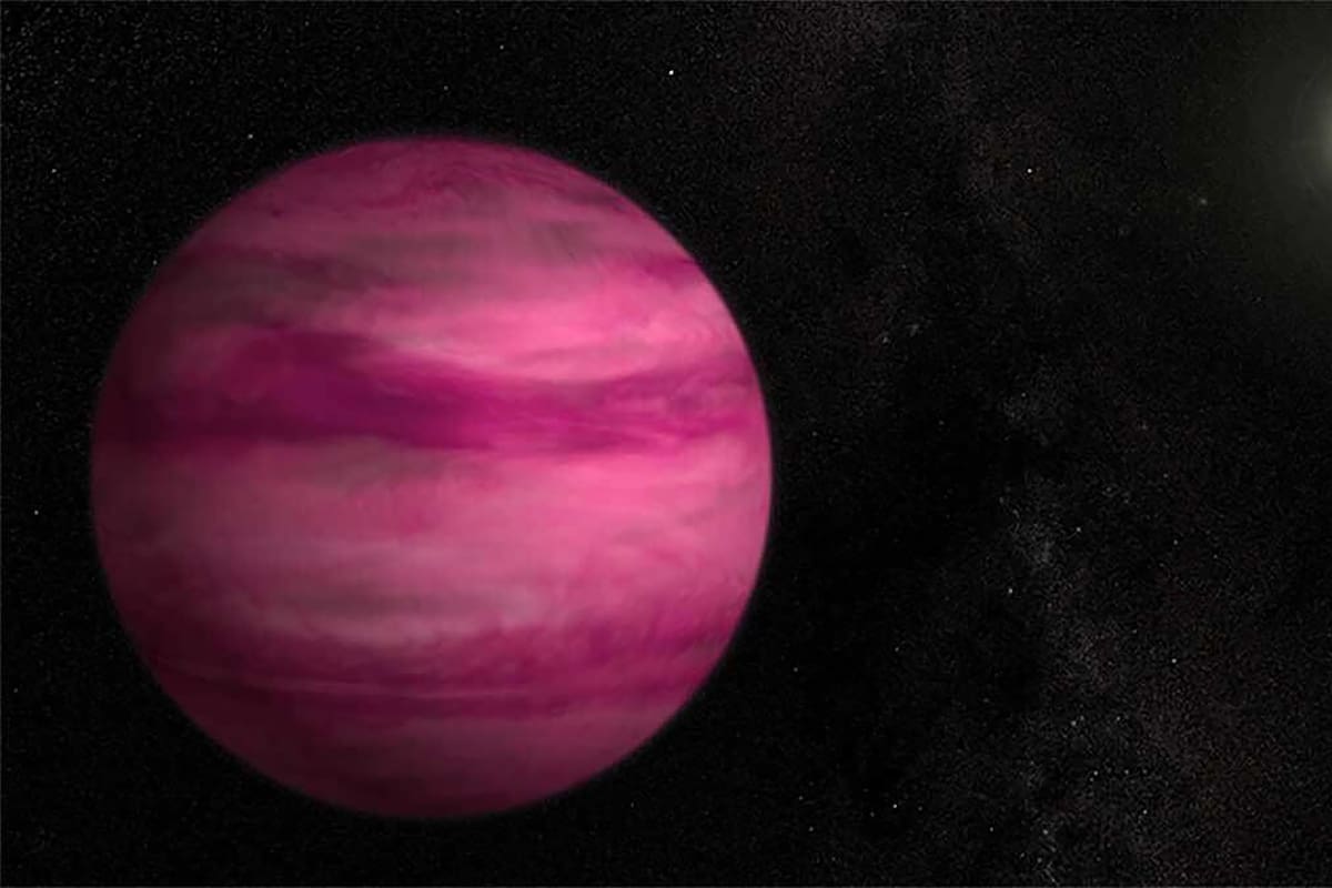 Esta ilustración artística muestra el planeta rosa o GJ504b orbitando su estrella anfitriona. Crédito: NASA/Goddard Space Flight Center. Imagen facilitada por la Universidad Northwestern.