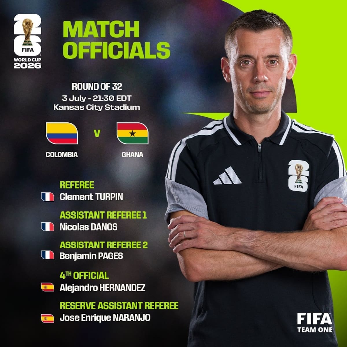 El tercer partido de Turpin en el Mundial 2026. Foto: FIFA