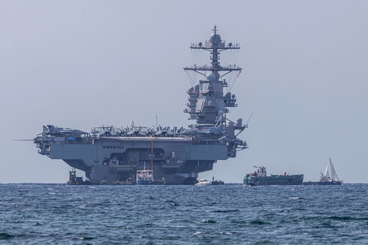 Imagen de Archivo del portaviones nuclear estadounidense USS Gerald R. Ford. // Foto: EFE/ Cati Cladera.