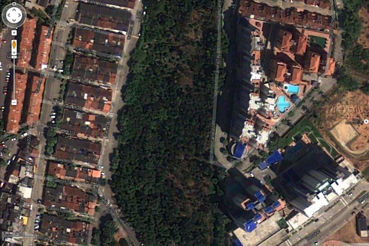 Esta imagen satelital tomada de internet, muestra la gran reserva verde que hay en los alrededores del barrio Tarragona. (Foto: Suministrada / VANGUARDIA LIBERAL)