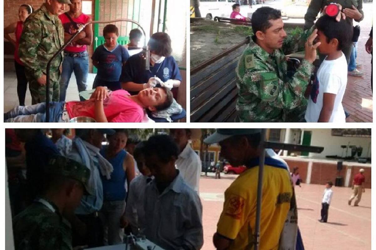 Diversas actividades se realizaron en el parque principal de Guavatá con la presencia del Batallón de Infantería. (Foto: Suministrada/VANGUARDIA )