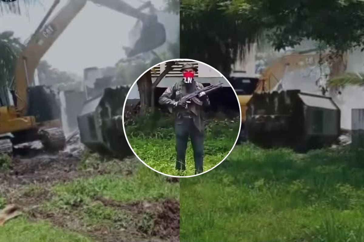 La antigua subestación de Policía de Betoyes, en zona rural de Tame, quedó reducida a sus estructuras restantes tras el ataque ocurrido en julio y la posterior demolición. Captura de videos // X // Facebook.