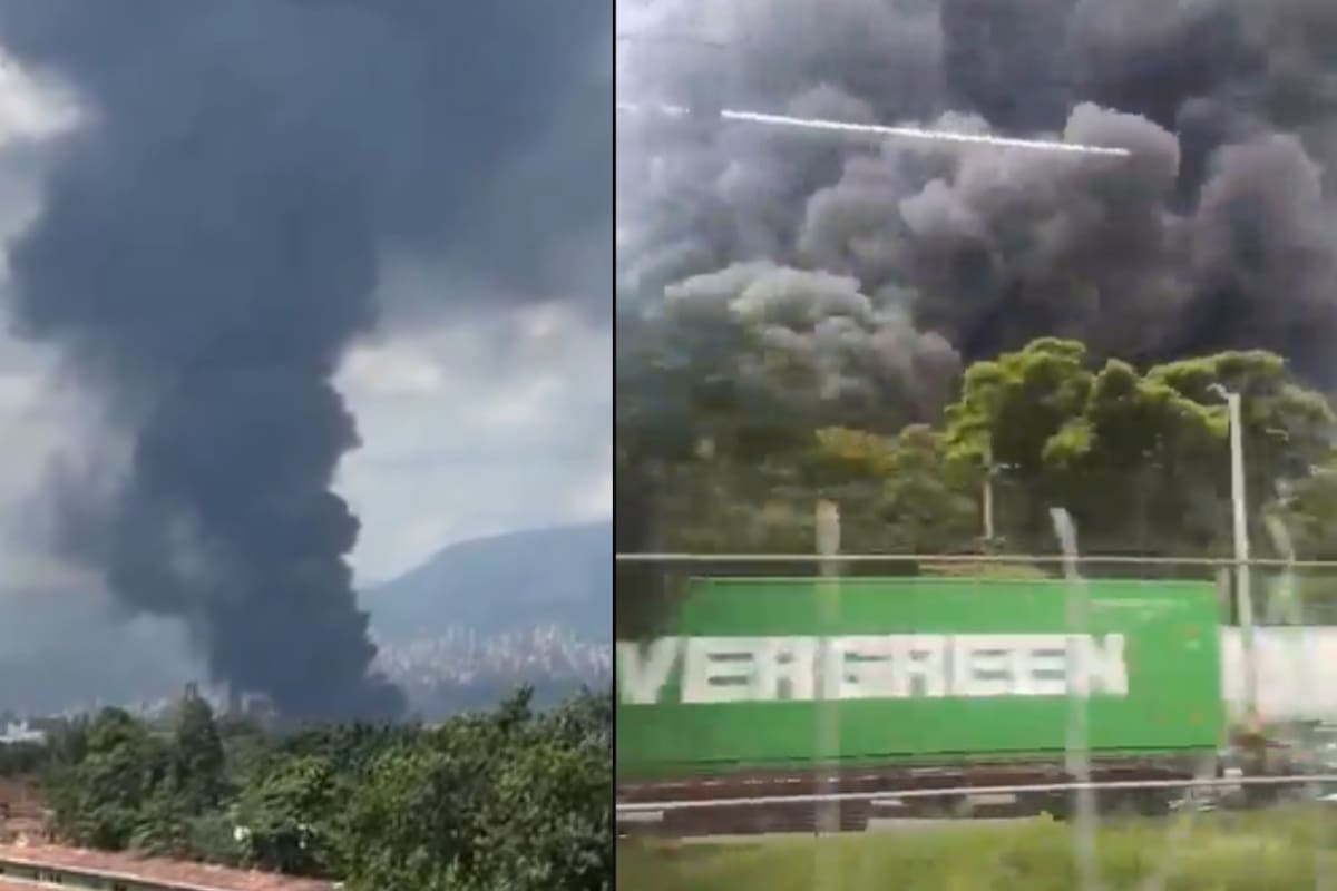 Emergencia en antigua sede de Coltejer en Itagüí por voraz incendio de una bodega. | Foto: Tomada de videos.