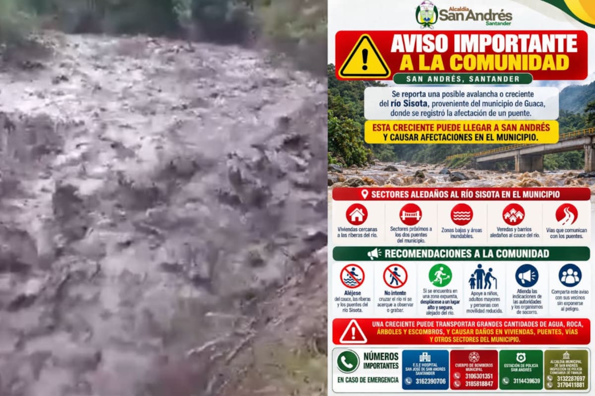 Emergencia en Guaca, Santander, por crecientes en el páramo del Almorzadero. Foto tomada de, Redes Sociales.