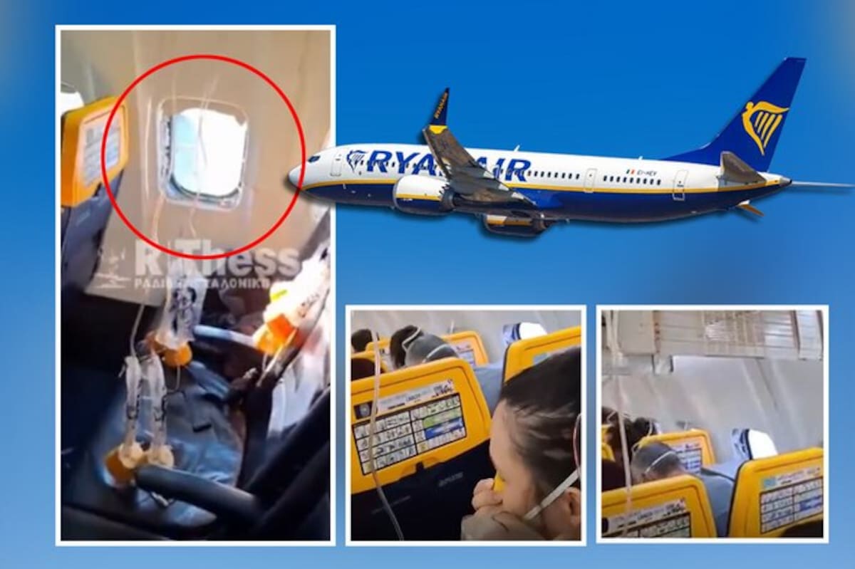 La ventanilla del avión de Ryanair que se desprendió durante el vuelo, causando una descompresión extrema en la cabina.