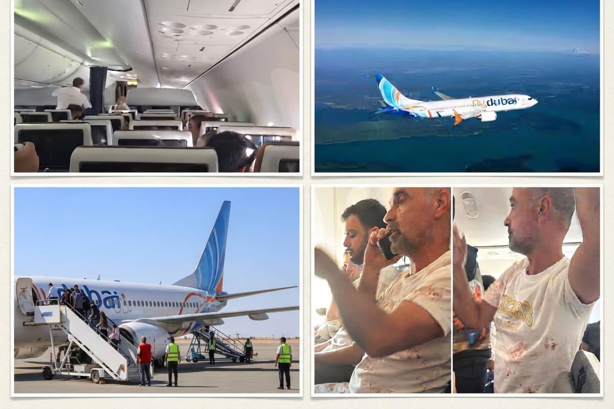Videos registraron el momento posterior al incidente ocurrido a bordo de un avión de Flydubai. Pasajeros permanecieron junto a la cabina mientras los pilotos heridos recibían atención.
