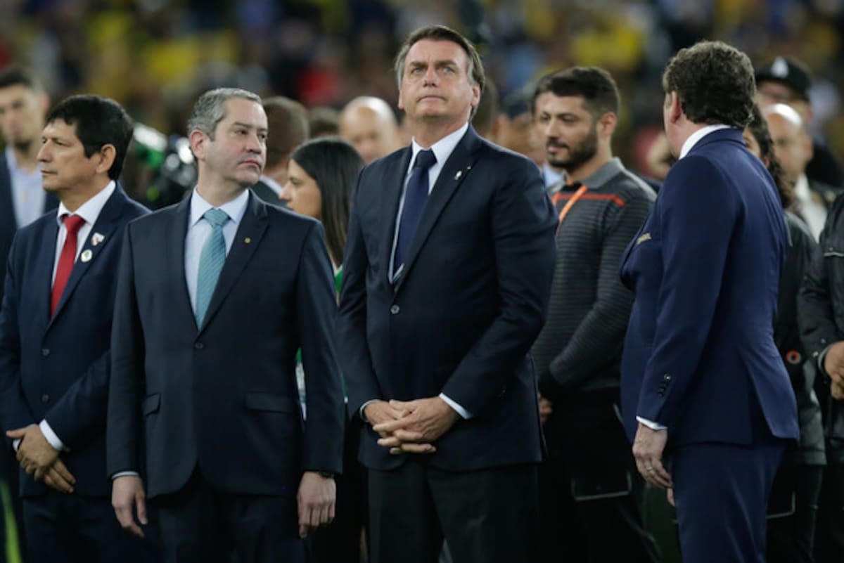 En el estadio Maracaná, la Selección de Brasi venció 3-1 a la selección de Perú coronándose campeón de la Copa América Brasil 2019. En la foto: Jair Bolsonaro, Presidente de Brasil. (Colprensa - Diego Pineda)