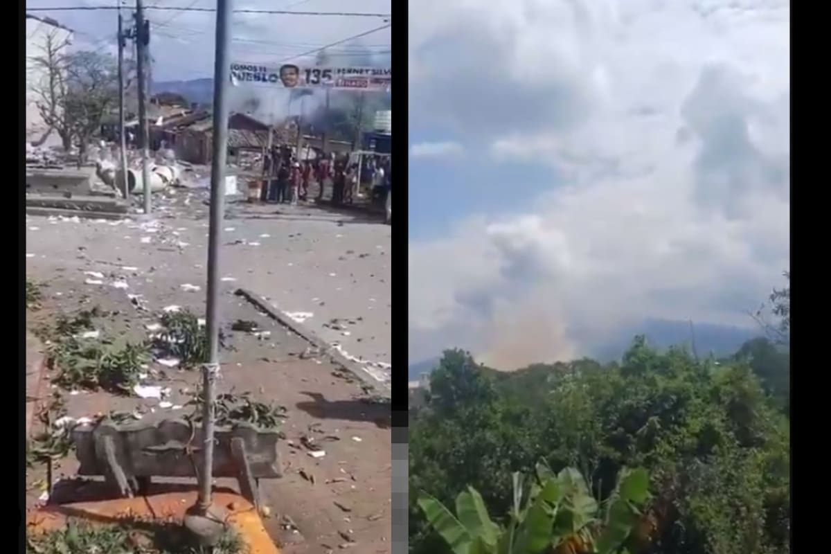 En imágenes la destrucción total en Buenos Aires, Cauca, tras ataque terrorista de las disidencias. | Foto: Captura de Video