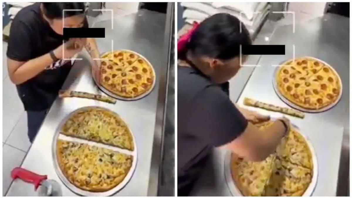 En video: empleada de pizzería es captada en un insólito gesto mientras preparaba un pedido, tomado de redes