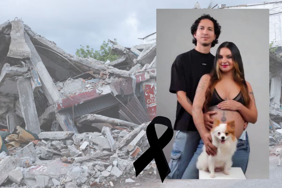 Kevin Andrés Cadavid, Yazmín Montoya y su pequeño hijo Damián quedaron atrapados tras el colapso del edificio Ariguaní. Foto tomada de: Redes Sociales.