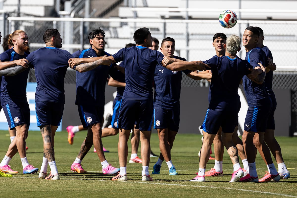 GR4198. SAN JOSÉ (ESTADOS UNIDOS), 11/06/2026.- Jugadores de Paraguay entrenan este jueves, en California (Estados Unidos). EFE/ Miguel Gutiérrez