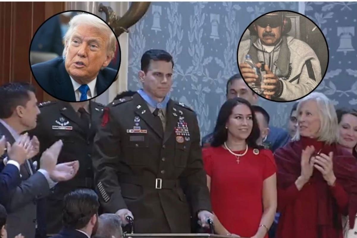 Así fue la condecoración del presidente de Donald Trump a un piloto estadounidense que fue herido en la operación que permitió capturar a Nicolás Maduro.