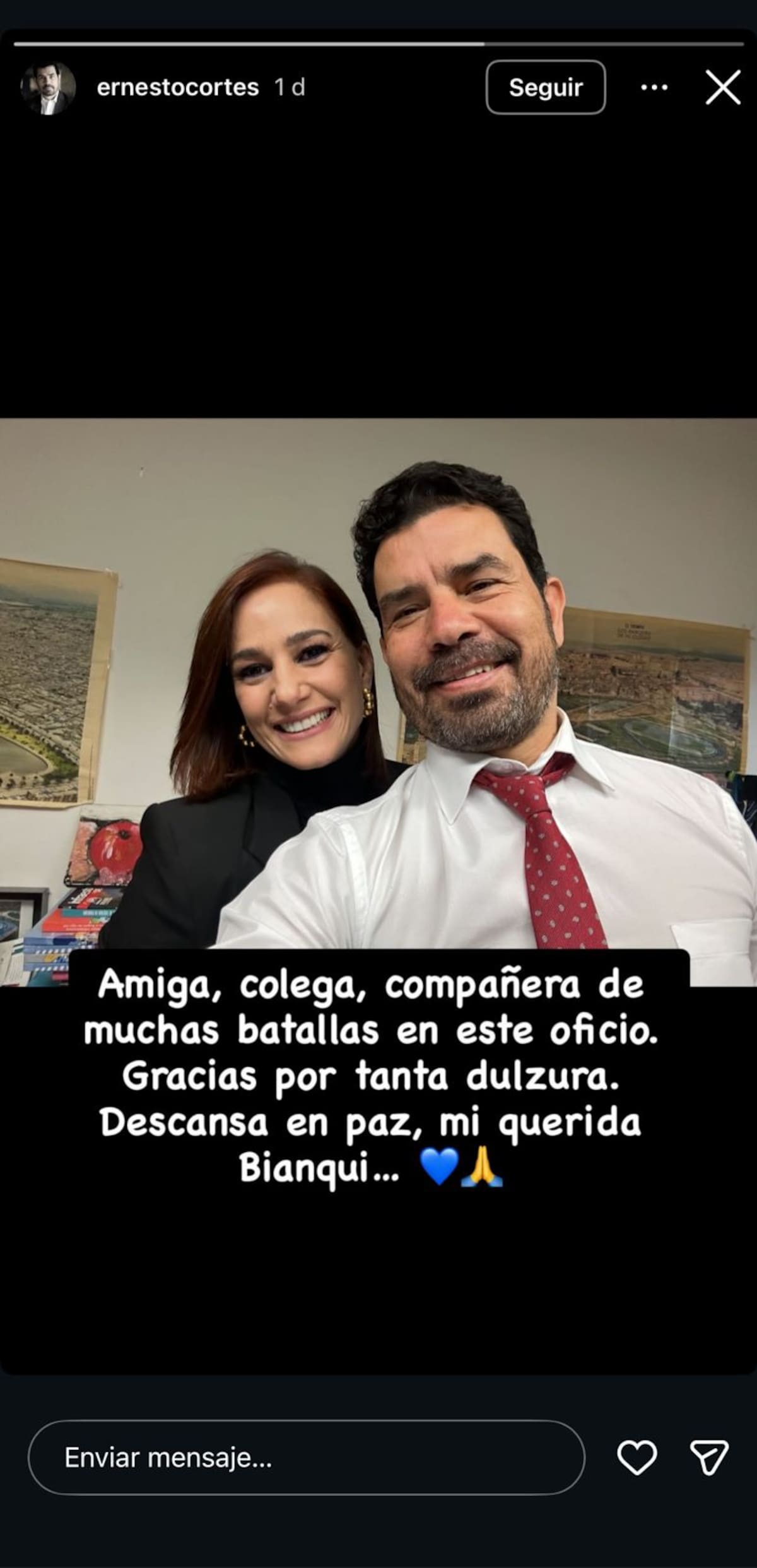 Foto tomada de: historia de Instagram @ernestocortes