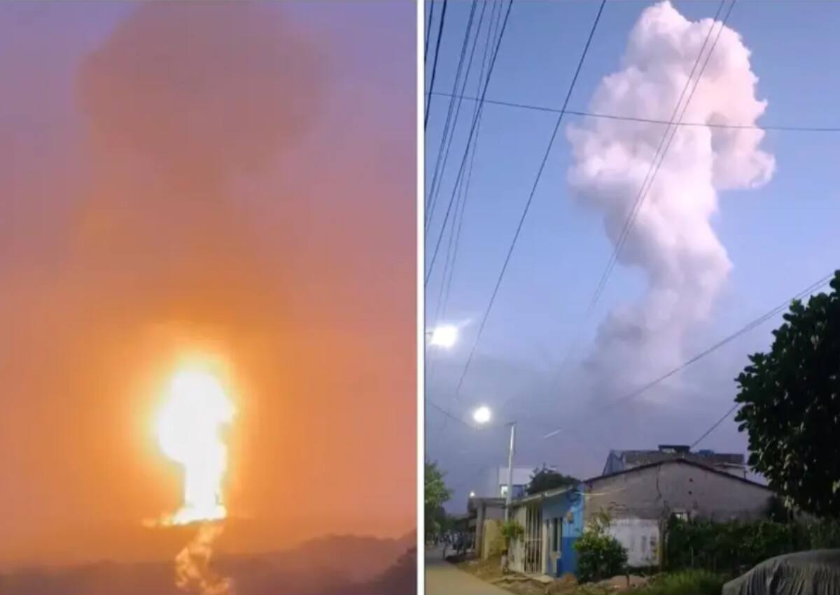 Erupción de volcán de lodo en San Juan de Urabá desata incendio y evacuaciones.
Foto: captura de video.