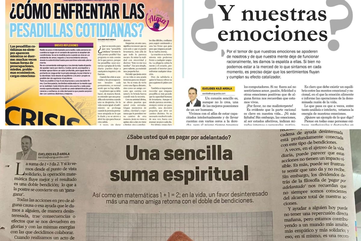La sección de Espiritualidad de Vanguardia también llega a diferentes periódicos nacionales, entre ellos Q'hubo.