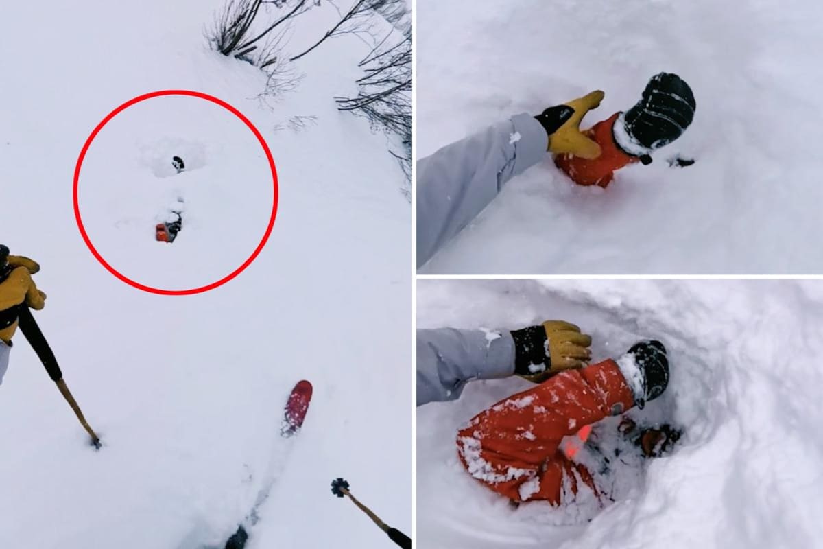 En un dramático video grabado en Suiza, se observa cómo un esquiador logra rescatar a una persona que había sido sepultada por un alud de nieve.