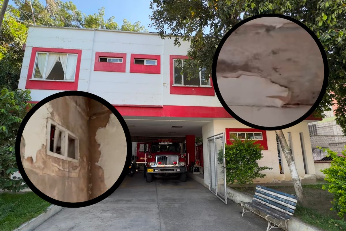 Las filtraciones han deteriorado el techo y las áreas internas de la subestación de Bomberos de Chimitá, en Bucaramanga, según denuncian sus uniformados.