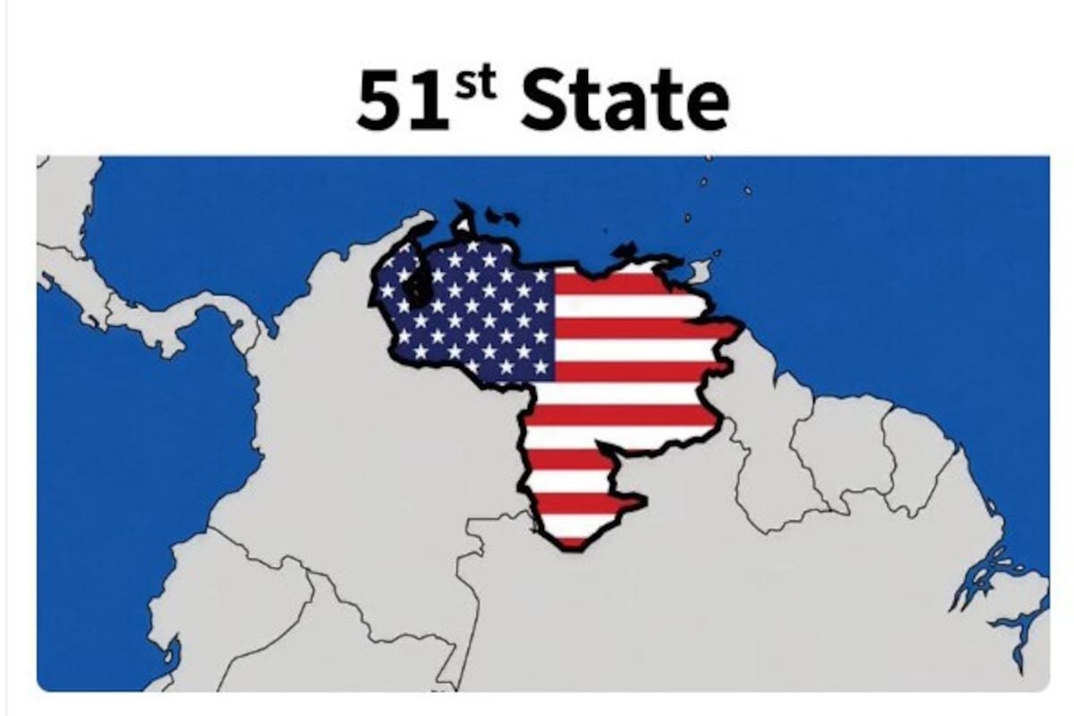 Trump publica imagen de Venezuela como el estado 51 de EE.UU.
Foto: X @realDonaldTrump.