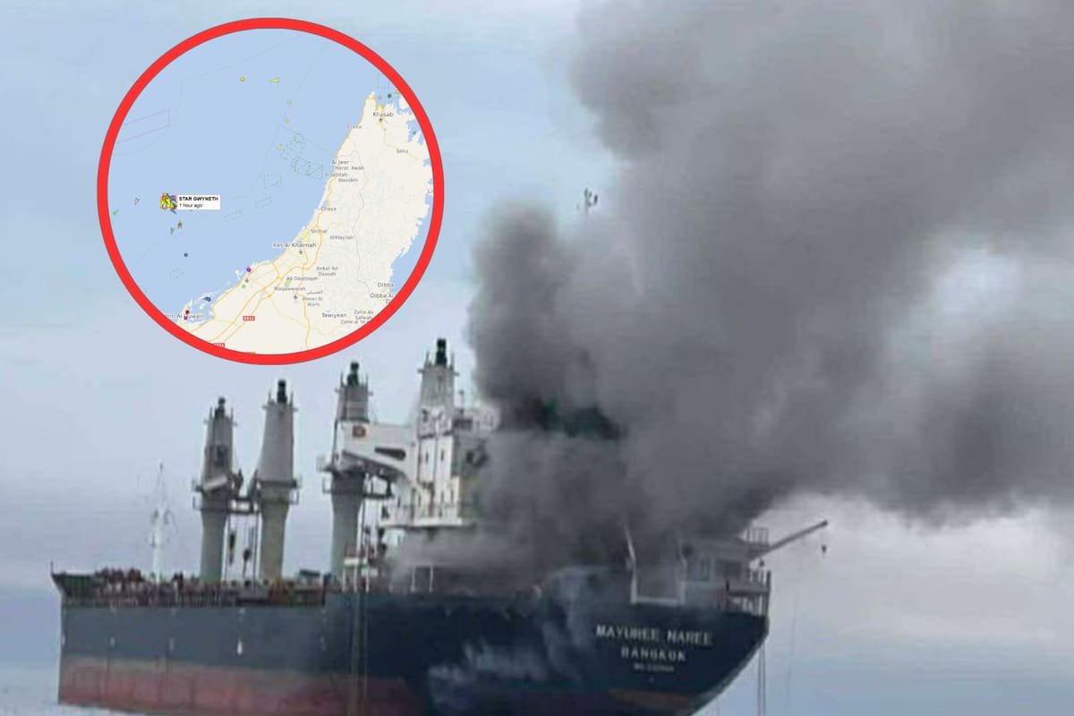 Tres barcos han sido alcanzados en las últimas horas por proyectiles cerca del estrecho de Ormuz y en la propia vía, clave para el transporte energético. //EFE - Armada Real de Tailandia.
