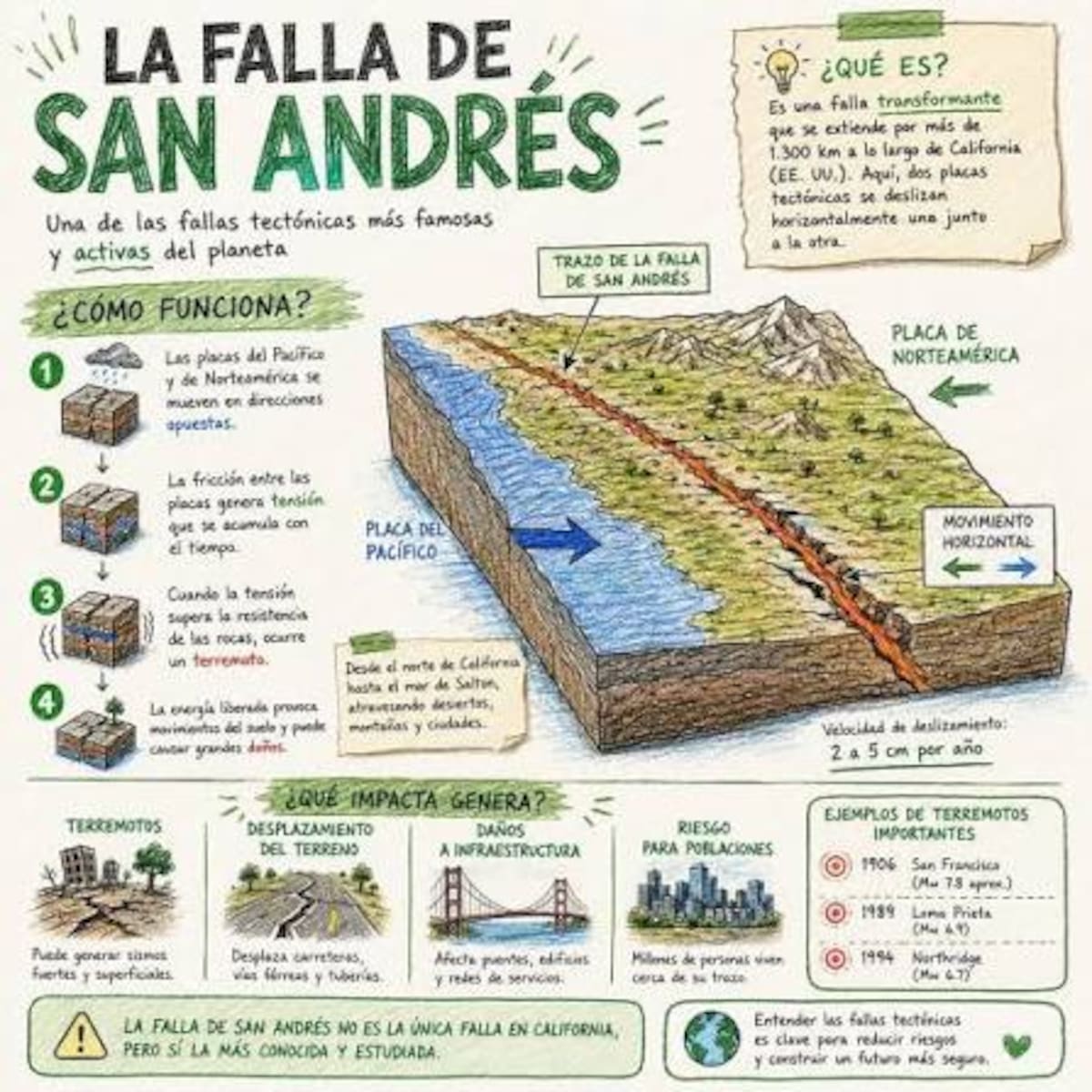 La actividad de la falla de San Andrés está relacionada con algunos de los principales terremotos registrados en California.