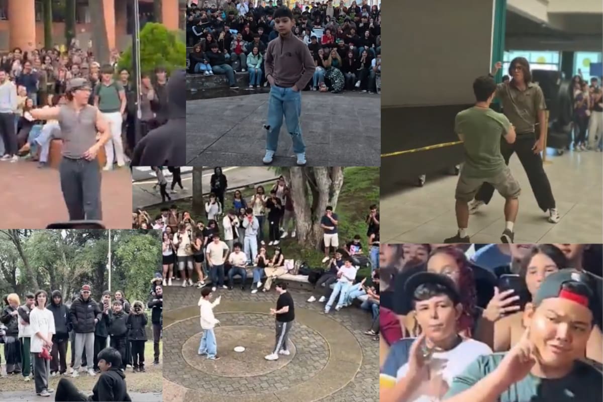 “Farmear aura” es una tendencia nacida en internet que ahora reúne a jóvenes en distintos espacios de América Latina para mostrar sus mejores gestos y movimientos. Fotos tomadas de: Redes sociales: X.