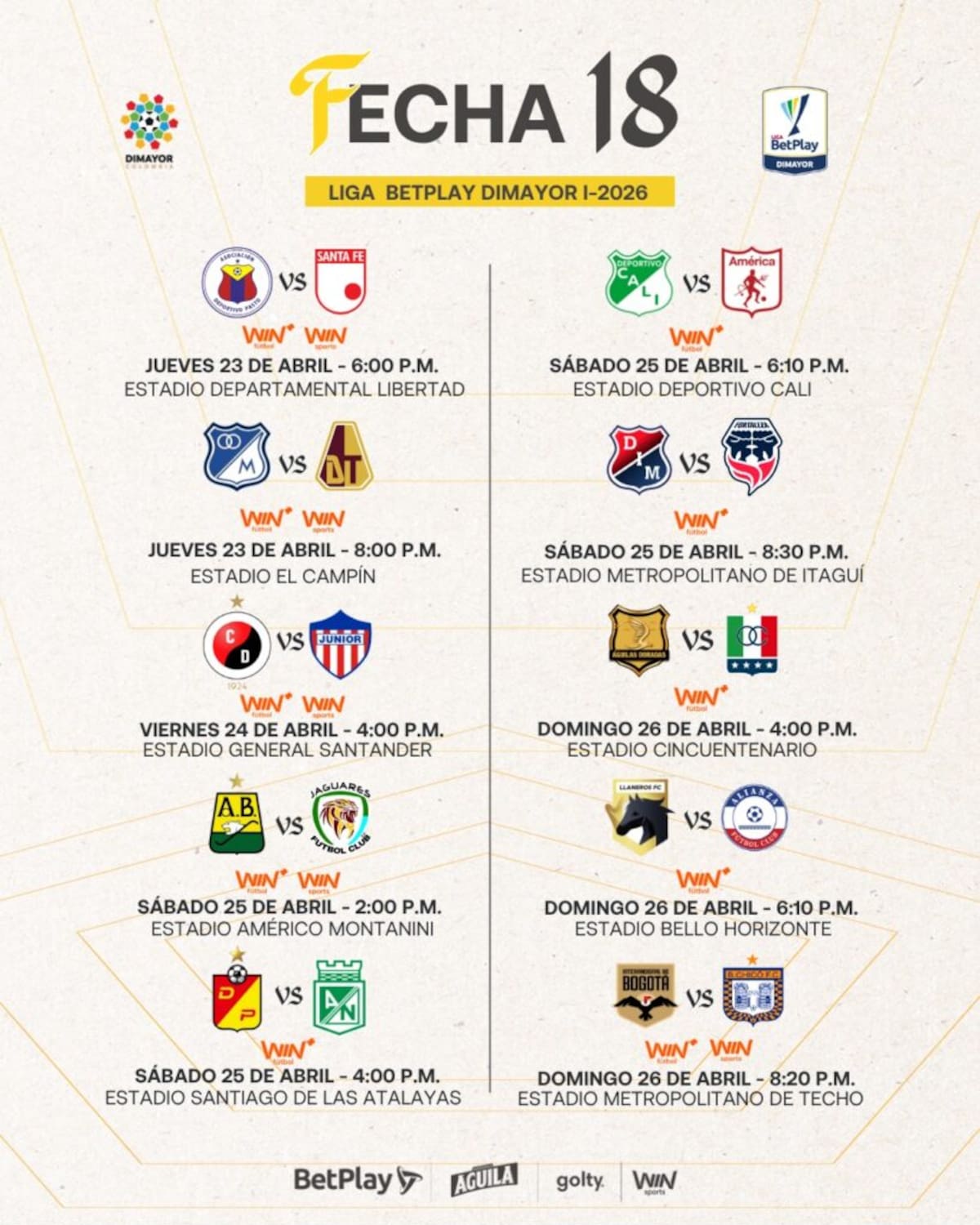 Equipos como Independiente Medellín, Atlético Bucaramanga y Águilas Doradas aún dependen de resultados para seguir con opciones. /FOTO: Dimayor