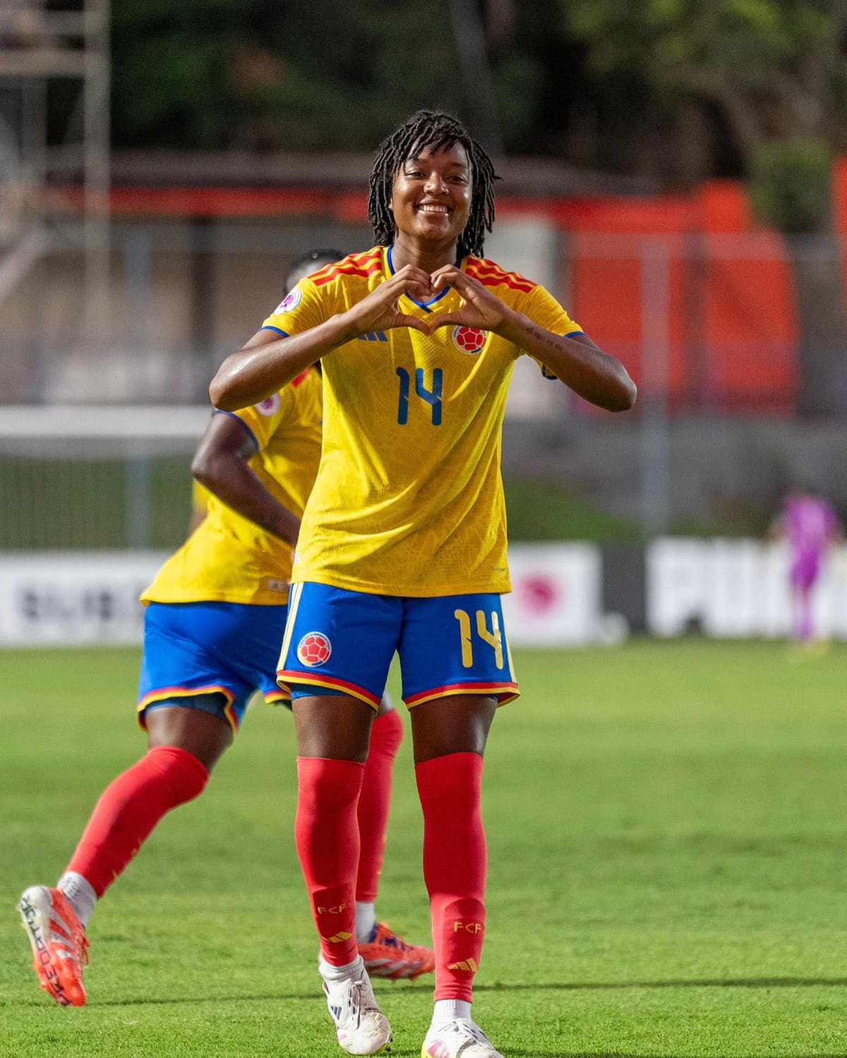 Fernanda Viáfara marcó uno de los goles de la victoria 2-0 de la selección Colombia femenina Sub-20 contra Uruguay. Foto: Federación Colombiana de Fútbol.