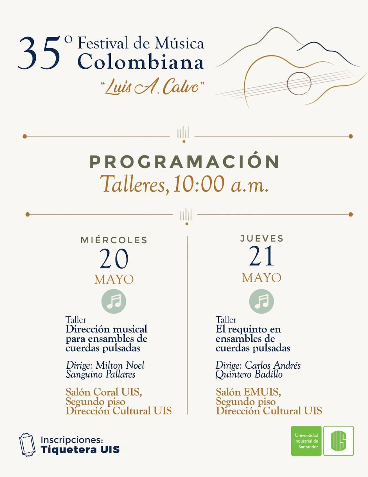 Del 19 al 22 de mayo, la UIS reunirá conciertos, talleres y conversatorios con artistas nacionales y sonidos tradicionales colombianos.