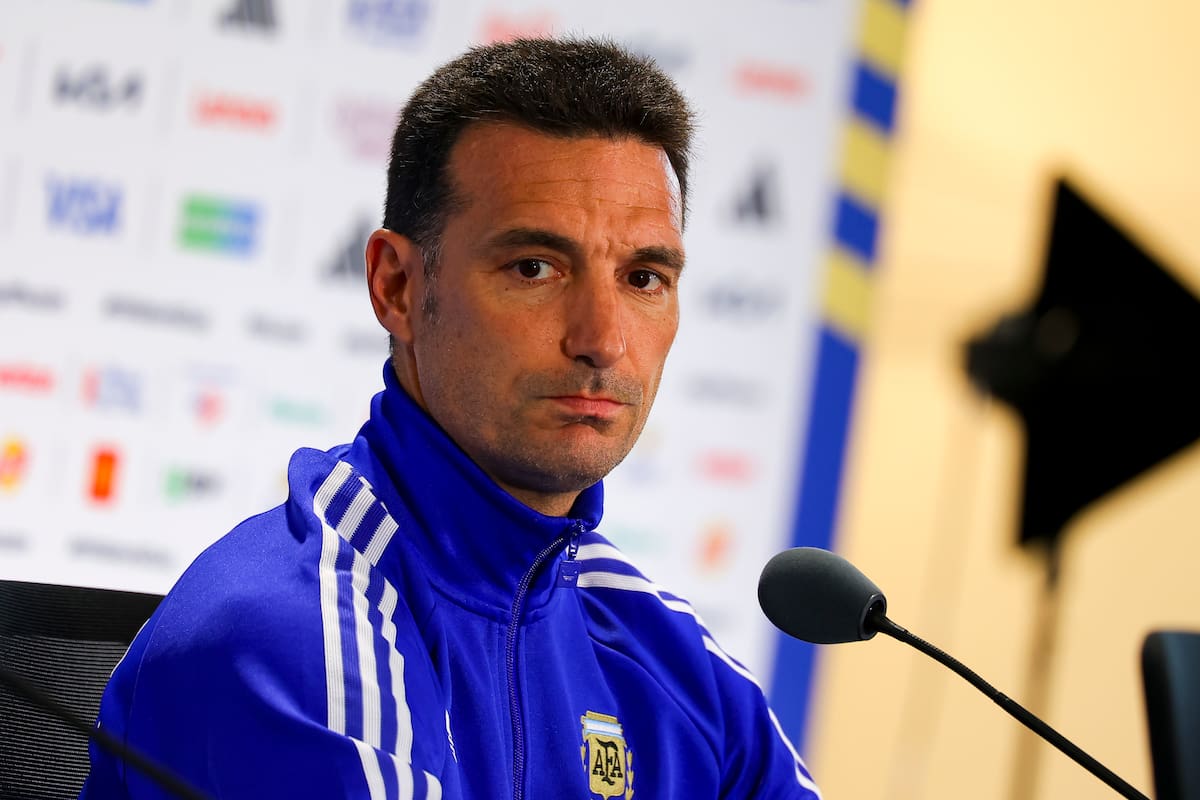 KANSAS CITY (United States), 10/07/2026.- Argentinas national soccer team head coach Lionel Scaloni attends a press conference in Kansas City, Missouri, USA, 10 July 2026. Argentina will face Switzerland on 11 July in a FIFA World Cup 2026 quarter final match. (Mundial de Fútbol, Suiza) EFE/EPA/CHRISTOPHER NEUNDORF