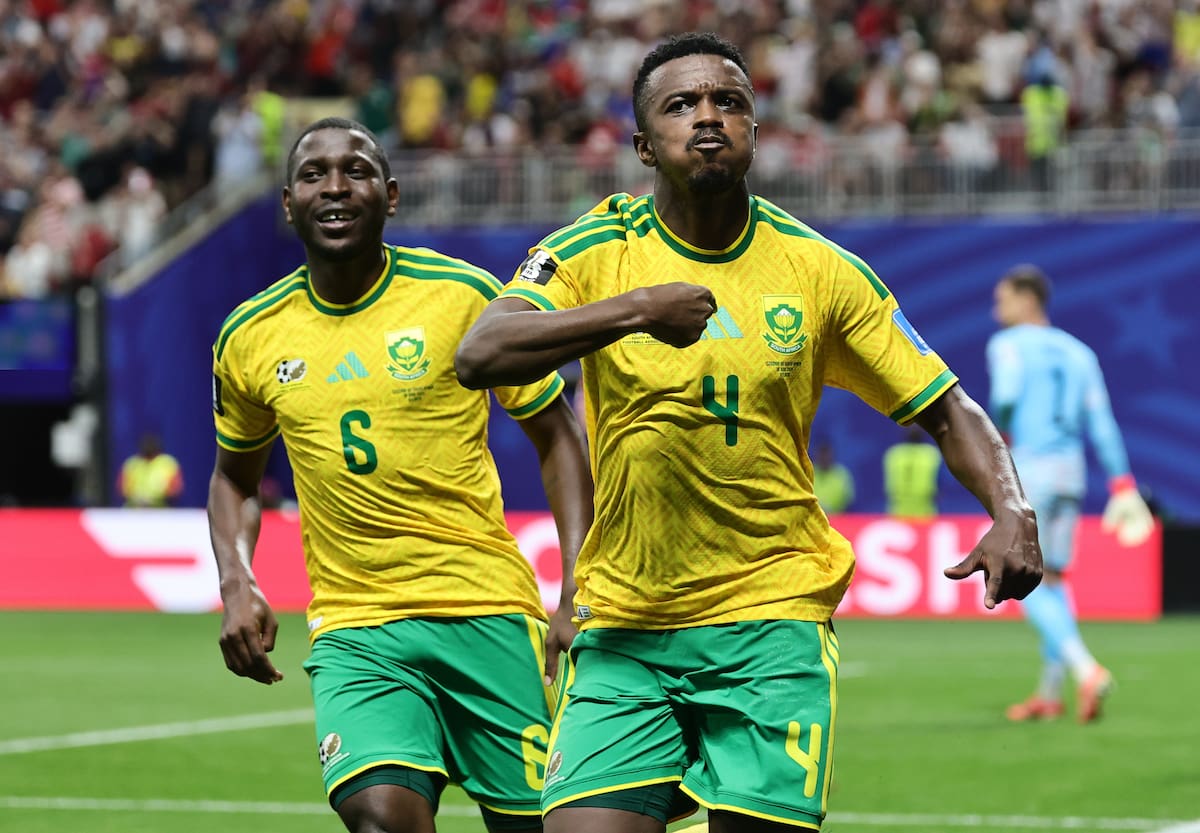 ATLANTA (United States), 18/06/2026.- Teboho Mokoena of South Africa celebrates scoring the 1-1 equalizing goal during the FIFA World Cup 2026 group stage match Czechia against South Africa, in Atlanta, USA, 18 June 2026. (Sudáfrica) EFE/EPA/RONALD WITTEK