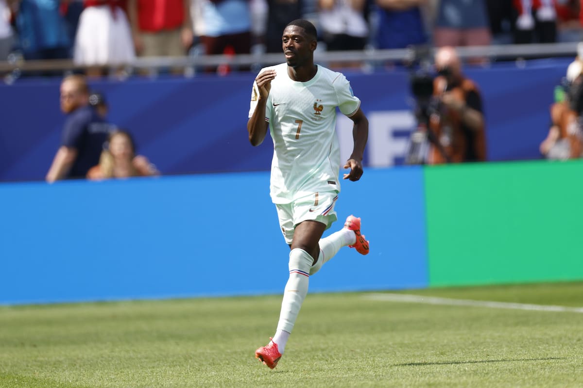 BOSTON (United States), 26/06/2026.- Ousmane Dembele of France celebrates after scoring his second goal during the FIFA World Cup 2026 group stage match Norway against France, in Boston, USA, 26 June 2026. (Francia, Noruega) EFE/EPA/GREG M. COOPER