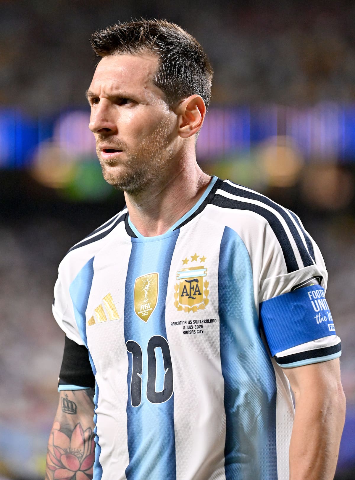 KANSAS CITY (United States), 12/07/2026.- Lionel Messi of Argentina looks on during the FIFA World Cup 2026 quarterfinals match Argentina vs Switzerland, in Kansas City, USA, 11 July 2026. (Suiza) EFE/EPA/AMY KONTRAS
