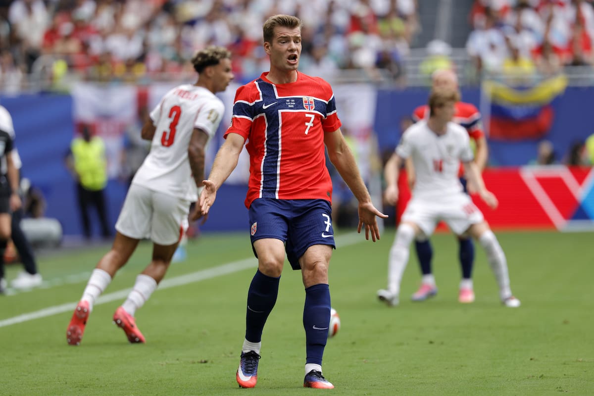 MIAMI (United States), 11/07/2026.- Alexander Sorloth of Norway gestures during the FIFA World Cup 2026 quarterfinals match Norway against England, in Miami, Florida, USA, 11 July 2026. (Noruega) EFE/EPA/SHAWN THEW