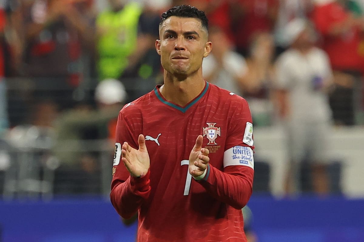 Cristiano Ronaldo of Portugal reacts after their defeat in the FIFA World Cup 2026 Round of 16 match Portugal against Spain, in Dallas, USA, 06 July 2026. (España) // EFE/EPA/CHRISTOPHER NEUNDORF