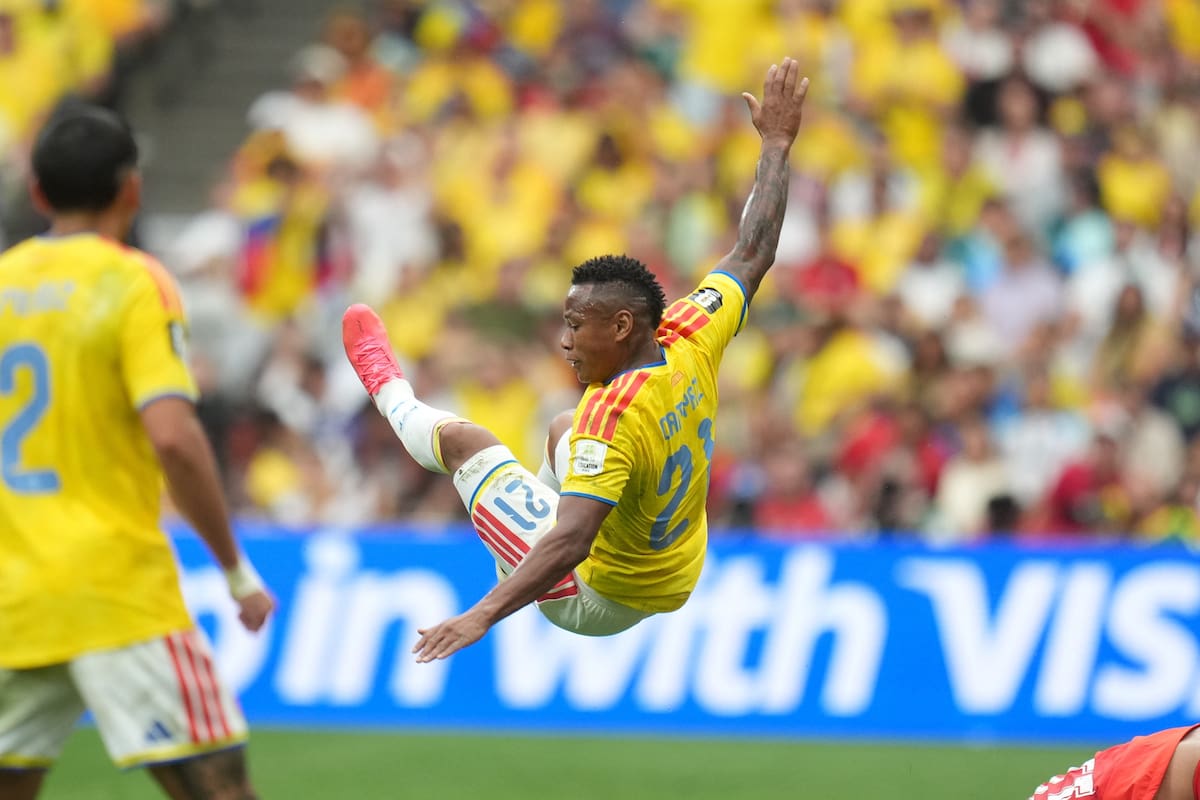 VANCOUVER (Canada), 07/07/2026.- Jaminton Campaz of Colombia in action during the FIFA World Cup 2026 Round of 16 match Switzerland against Colombia, in Vancouver, Canada, 07 July 2026. (Suiza) EFE/EPA/BOB FRID