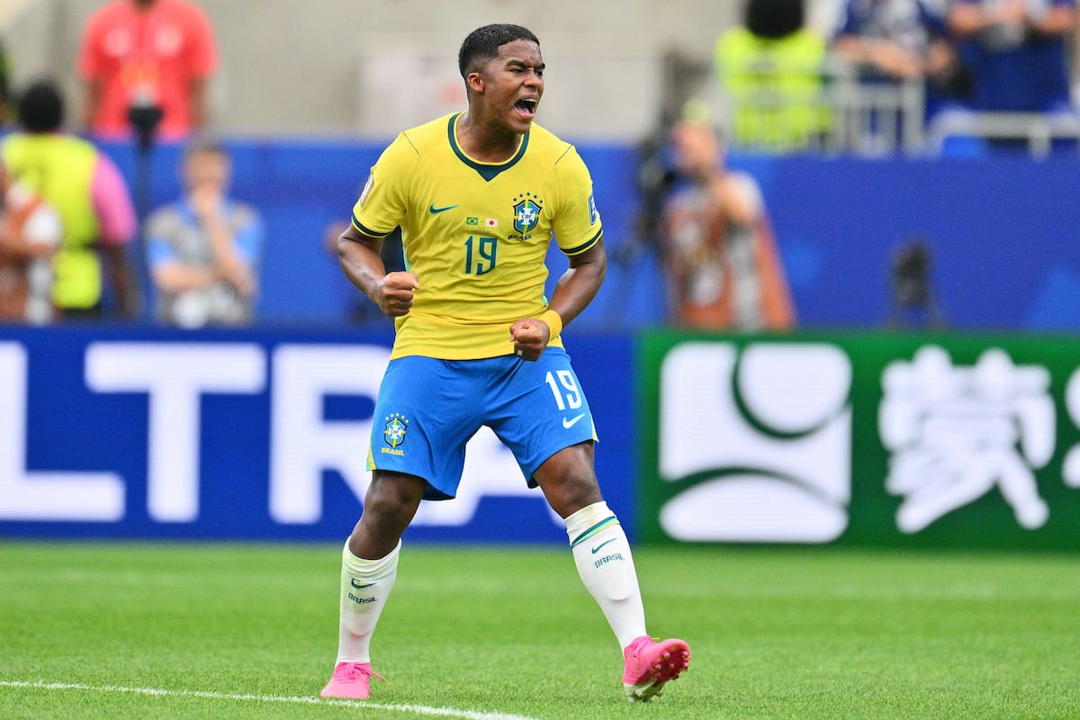 HOUSTON (United States), 29/06/2026.- Endrick of Brazil celebrates after the FIFA World Cup 2026 Round of 32 match Brazil against Japan, in Houston, USA, 29 June 2026. (Brasil, Japón) EFE/EPA/SAM WASSON