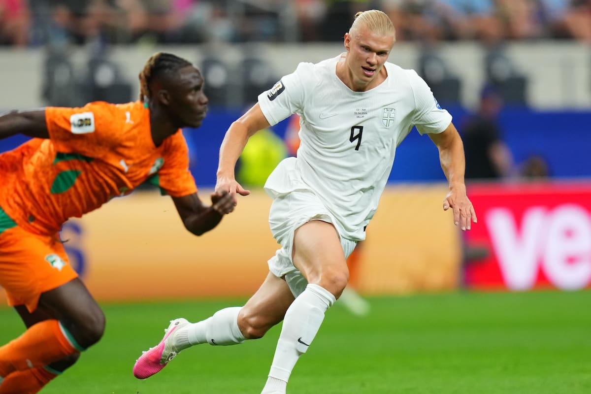 DALLAS (United States), 30/06/2026.- Erling Haaland (R) of Norway in action during the FIFA World Cup 2026 Round of 32 match Ivory Coast against Norway, in Dallas, USA, 30 June 2026. (Costa de Marfil, Noruega) EFE/EPA/JEFFREY MCWHORTER