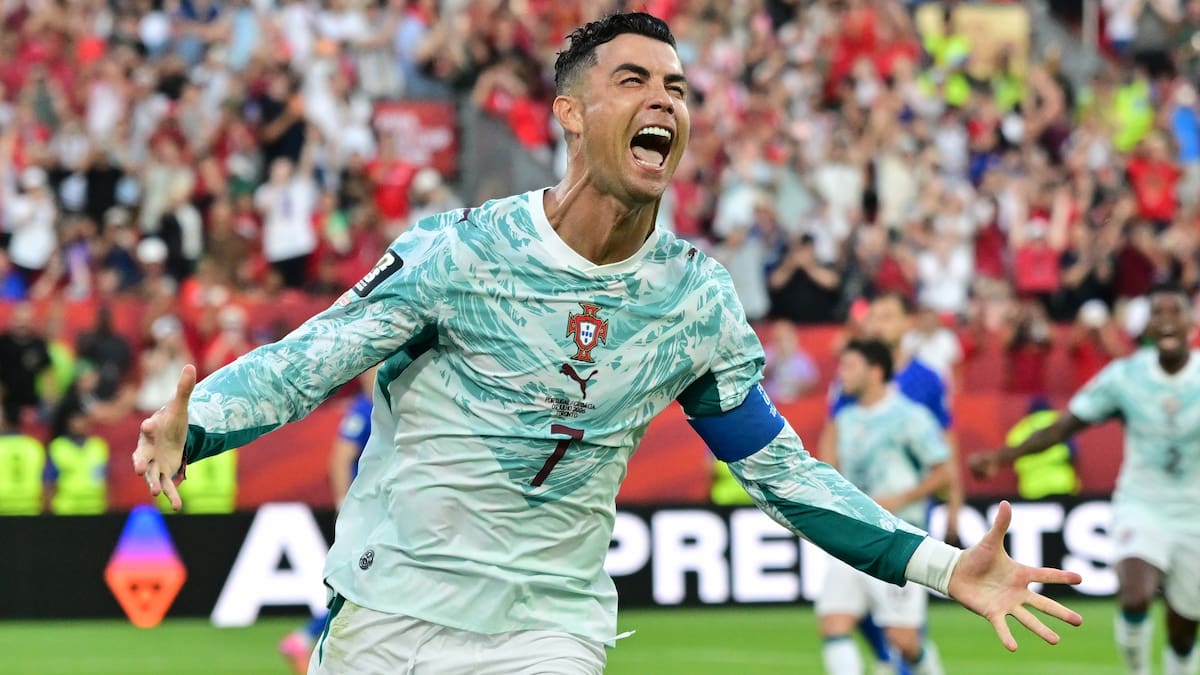 TORONTO (Canada), 02/07/2026.- Cristiano Ronaldo of Portugal celerbate scoring the 1-1 goal during the FIFA World Cup 2026 Round of 32 match Portugal against Croatia, in Toronto, Canada, 02 July 2026. (Croacia) EFE/EPA/EDUARDO LIMA