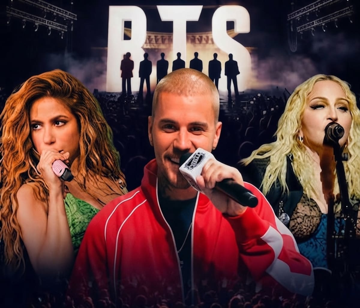 Tom Cruise, Shakira, Madonna, BTS y Justin Bieber. /FOTO: IA