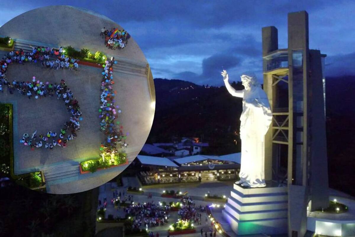 Los ciudadanos se organizaron para dibujar un “Sí” gigante en el Cerro del Santísimo de Floridablanca, para promover la paz y la reconciliación de los colombianos. (Foto: Suministrada / VANGUARDIA LIBERAL)