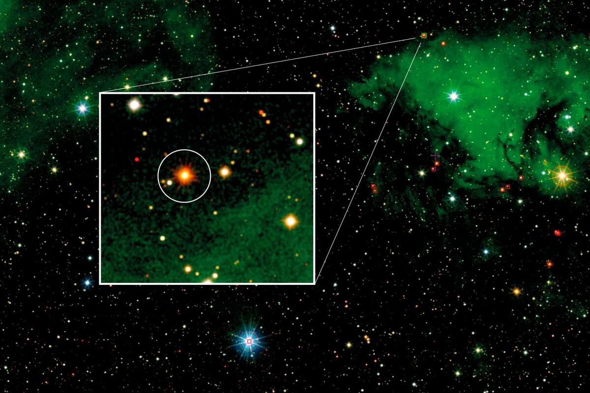 Esta estrella es considerada una de las más masivas y luminosas de la Vía Láctea. Se encuentra tras una densa nube de gas y polvo interestelar. Twitter / VANGUARDIA