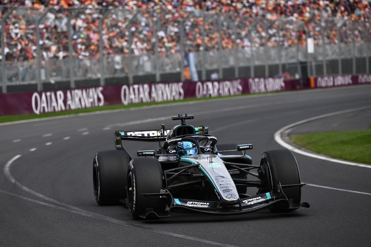 MELBOURNE (Australia), 08/03/2026.- Mercedes driver George Russell in action during the 2026 Australian Grand Prix at Albert Park Circuit in Melbourne, Australia, 08 March 2026. (Fórmula Uno) EFE/EPA/JOEL CARRETT EDITORIAL USE ONLY AUSTRALIA AND NEW ZEALAND OUT