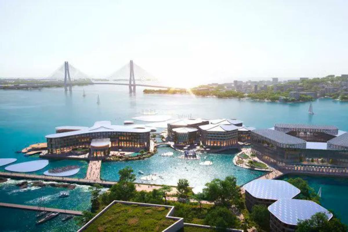 El ambicioso proyecto de ciudad flotante autosuficiente en Busan, en Corea del Sur, albergará a 12.000 personas una vez que se complete en 2025. Twitter @OCEANIX / VANGUARDIA