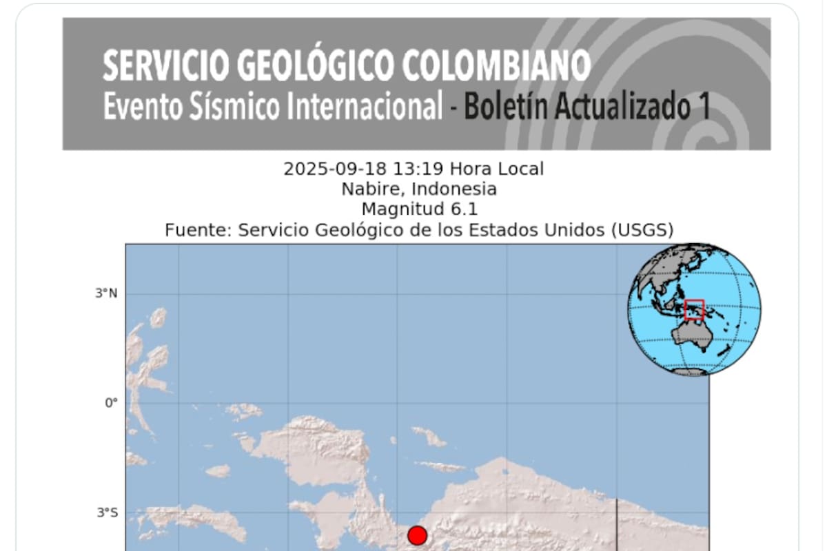 Terremoto Indonesia magnitud 6.3 golpeó madrugada a Nabire en la región de Papúa Central. | Foto: Tomada de X.